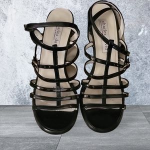 Charles David Vintage Collection Strappy Black Patent Heels Sz 8 1/2